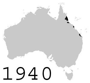 Invasion de Bufo marinus en Australie, après introduction, de 1939 à 1980