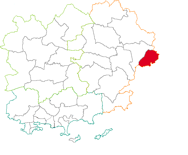 Situation du canton de Saint-Raphaël dans le département Var