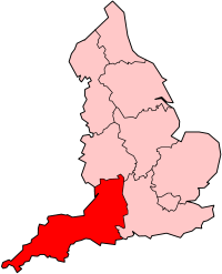 Localisation du Sud-Ouest de l'Angleterre