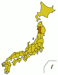 Carte du Japon avec la Préfecture d'Akita mise en évidence
