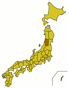 Carte du Japon avec la Préfecture de Yamagata mise en évidence