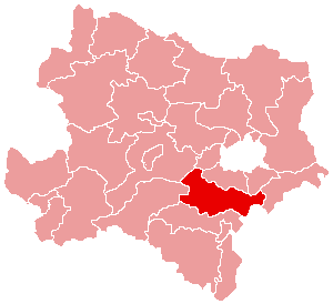 Localisation du Bezirk de Baden dans le Land autrichien de Basse-Autriche