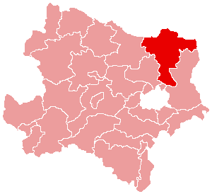 Localisation du Bezirk de Mistelbach dans le Land autrichien de Basse-Autriche