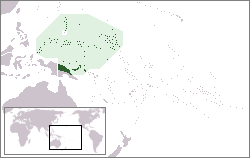 Carte du sud-ouest du Pacifique mettant en évidence la Nouvelle-Guinée allemande.