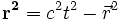 \mathbf{r^2}=c^2t^2 - \vec r^2