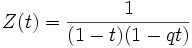 Z(t) = \frac{1}{(1 - t)(1 - qt)}\,