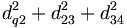 d_{q2}^{2}+d_{23}^{2}+d_{34}^{2}