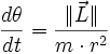 \frac{d \theta}{dt} = \frac{\| \vec L \|}{m \cdot r^2}