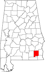 Localisation du comté de Dale (en rouge) dans l'Alabama