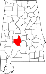 Localisation du comté de Dallas (en rouge) dans l'Alabama