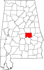 Localisation du comté d'Elmore (en rouge) dans l'Alabama