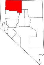 Carte situant le comté de Humboldt (en rouge) dans l'État du Nevada