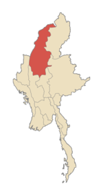 Localisation de la division de Sagaing (en rouge) à l'intérieur de la Birmanie.