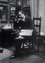 Fernand Piet dans son atelier 35, rue Lamarck