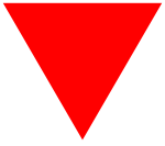 Triangle équilatéral rouge, pointe en bas