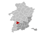 Localisation d’Alken au sein de l’arrondissement de Tongres et de la province de Limbourg