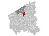 Situation de la ville au sein de l'arrondissement de Ostende et de la province de Flandre-Occidentale
