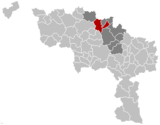 Situation de la commune dans l'arrondissement de Soignies et dans la province de Hainaut