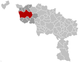 Situation de la ville au sein de l’arrondissement de Tournai et de la province de Hainaut