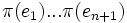 \pi(e_1) ...\pi(e_{n+1})\,