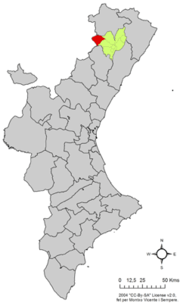 Localisation de Vilafranca dans la Communauté de Valence