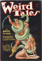 couverture de la revue Weid Tales (1934) figurant une aventure de Conan par Robert E. Howard
