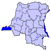 Localisation du Kongo-Central (en bleu foncé) à l'intérieur de la République démocratique du Congo