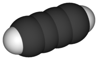 formule développée (en haut) + modèle boules (en bas) du butadiyne