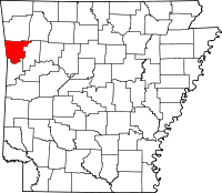 Localisation du comté de Crawford (en rouge) dans l'Arkansas
