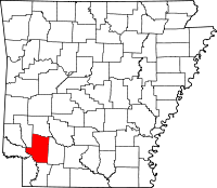 Localisation du comté de Hempstead (en rouge) dans l'Arkansas