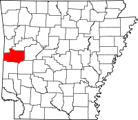 Localisation du comté de Scott (en rouge) dans l'Arkansas
