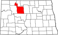 Map of North Dakota highlighting Ward County.svg