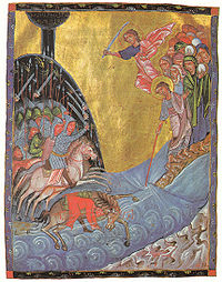 Le passage de la mer Rouge, 1266, rituel Machtots (Ms. 2027).