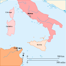 carte des pertes territoriales de Carthage après la guerre des mercenaires
