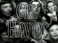 Accéder aux informations sur cette image nommée Cast and title from Cry Havoc trailer.jpg.