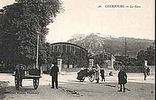 La gare de Cherbourg avec ses grandes verrières, en 1920