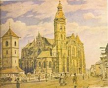 Place devant la cathédrale de Košice par Jakub Alt, 1839