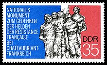 timbre est-allemand illustré du monument de Chateaubriant
