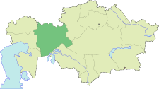 Localisation de l'oblys d'Aktioubé (en vert foncé) au Kazakhstan