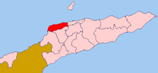 Localisation du district de Liquiçá (en rouge) à l'intérieur du Timor oriental