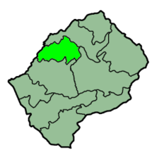Localisation du district de Berea (en vert clair) à l'intérieur du Lesotho
