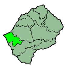 Localisation du district de Mafeteng(en vert clair) à l'intérieur du Lesotho