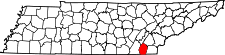 Map of Tennessee highlighting Bradley County.svg