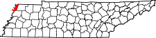 Map of Tennessee highlighting Lake County.svg