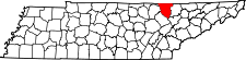 Map of Tennessee highlighting Scott County.svg