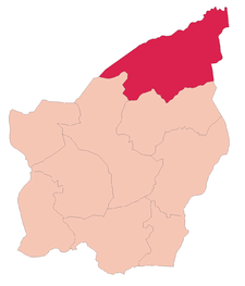 Carte de Serravalle (en rouge) à l'intérieur de Saint-Marin