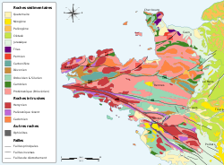 Carte géologique du massif armoricain.