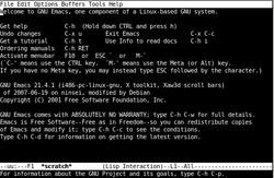 L'interface de GNU Emacs, dans un environnement en ligne de commande