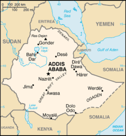 Carte de l'Éthiopie après 1993