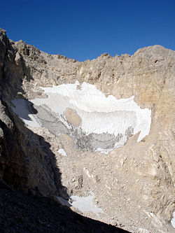 Vue du glacier du Calderone en 2007.